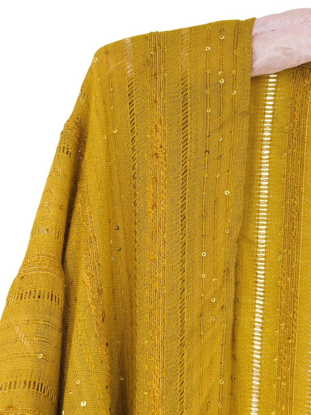 NWT Free People Golden Yellow Sequin Kimono | Boho Whimsigoth Coastal Cowgirl OS - Picture 3 of 16